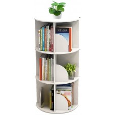 3 Tier 360° Rotating Stackable Shelves Bookshelf Organizer (White)